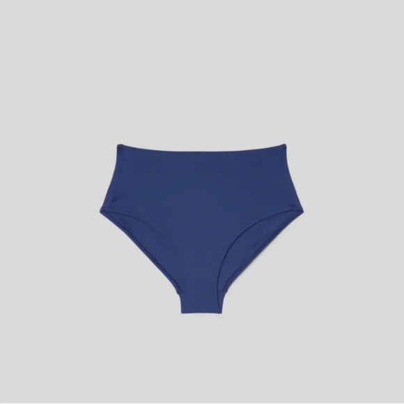 EVERLANE High Rise Blue Medium Coverage Bottoms  and Triangle Swimsuit Top XS/S - Picture 3 of 9